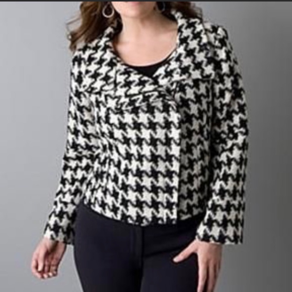 Lane Bryant Black and White Houndstooth Jacket